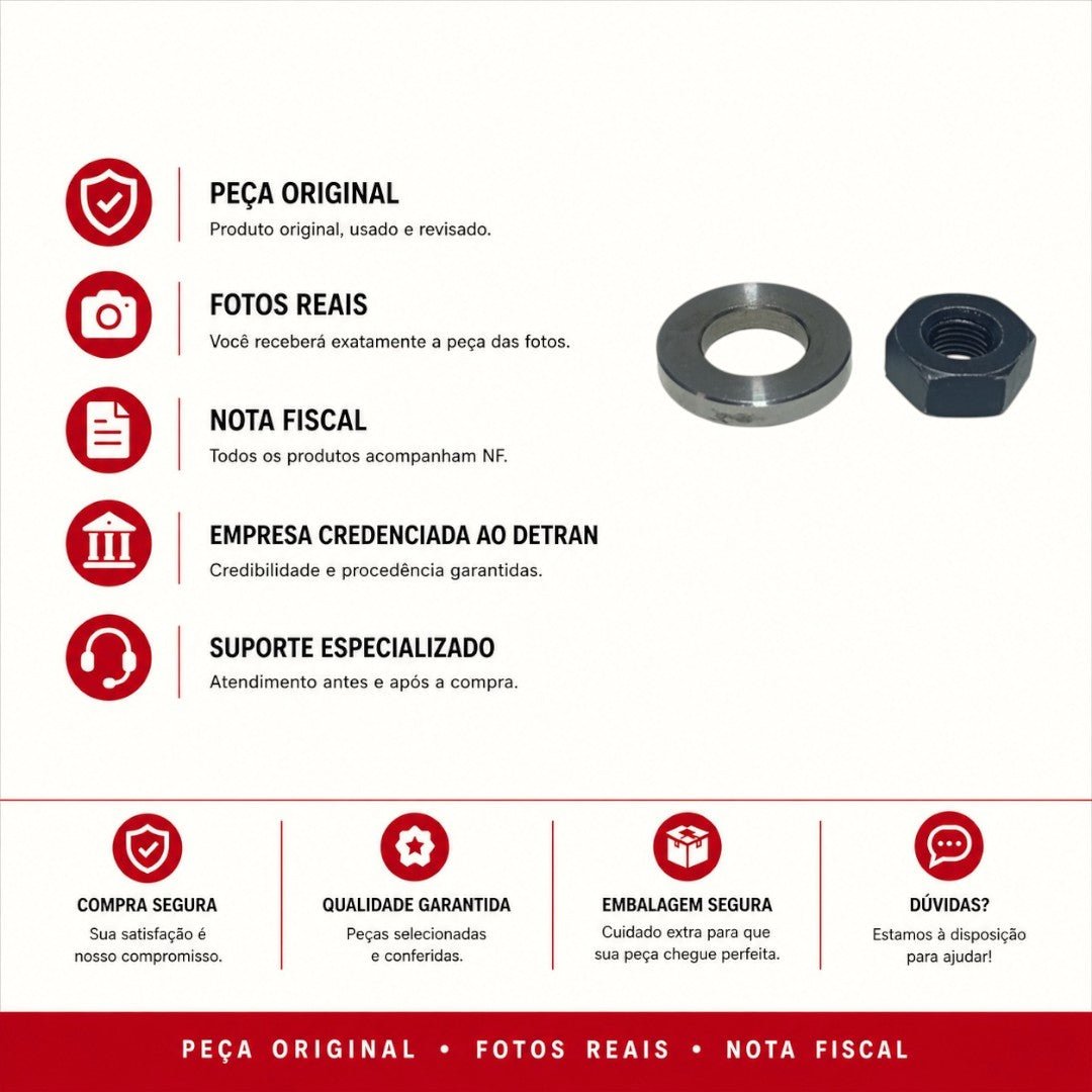 Porca Arruela Balanceiro Yamaha Factor 150 2018 2019 2020 2021 2022 2023 2024 2025 2026 Original