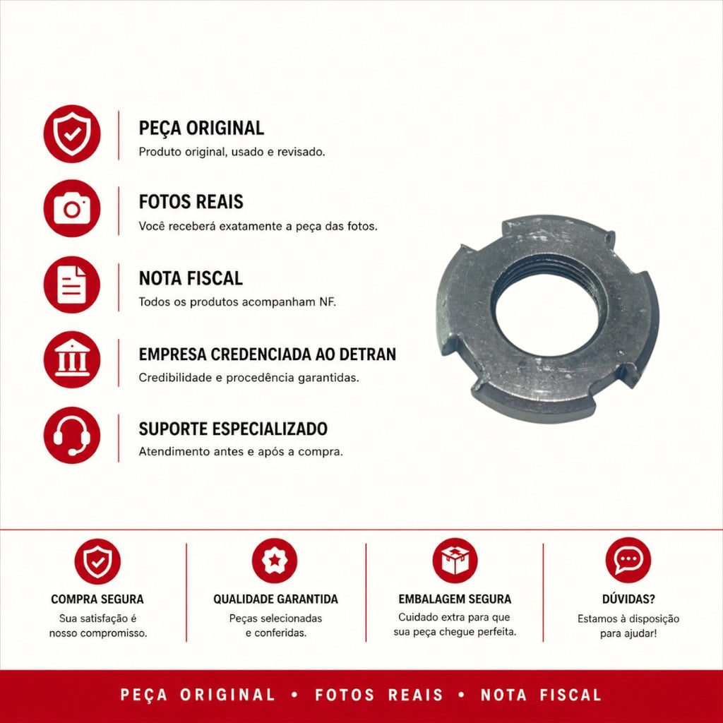 Porca Trava Embreagem Honda Biz 110 2016 2017 2018 2019 2020 2021 2022 2023 2024 Original - foto 2