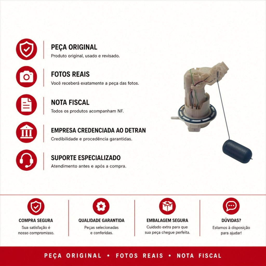 Sensor Nível Combustível Completo Honda CG 160 2016 2017 2018 2019 2020 2021 2022 2023 2024 Original - foto 2