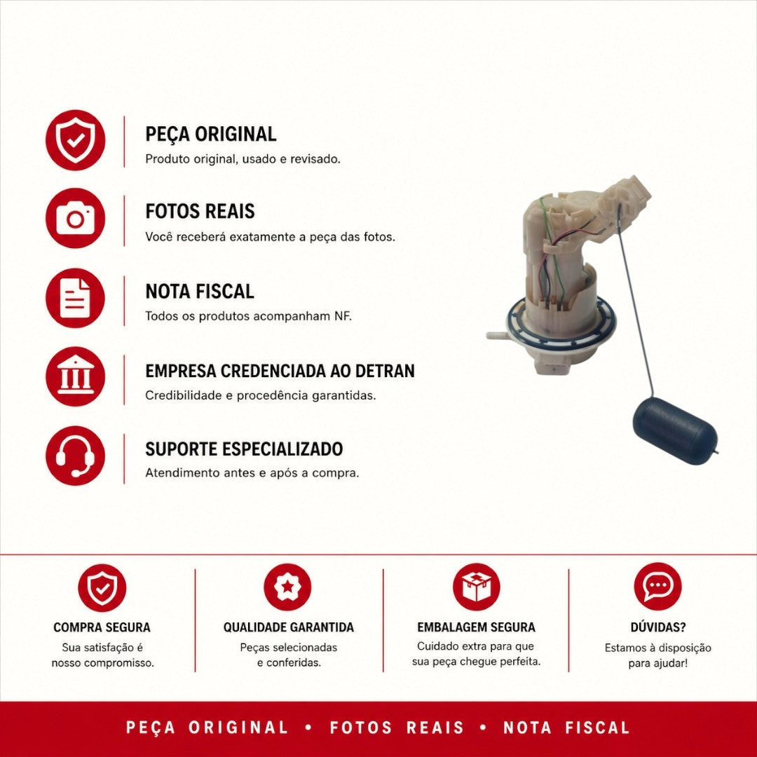 Sensor Nível Combustível Completo Honda CG 160 2016 2017 2018 2019 2020 2021 2022 2023 2024 Original - foto 2